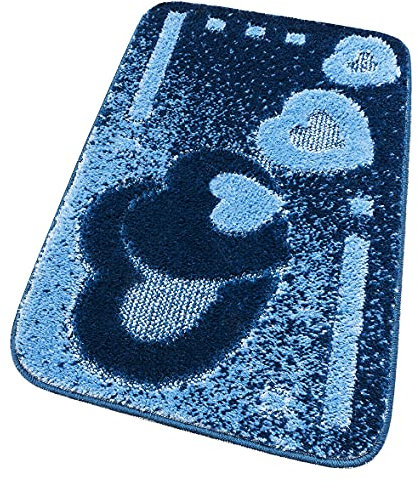 emmevi ITACA - Tapis de salle de bain doux antidérapant absorbant moderne - Tapis de douche - 50 x 80 cm - Bleu