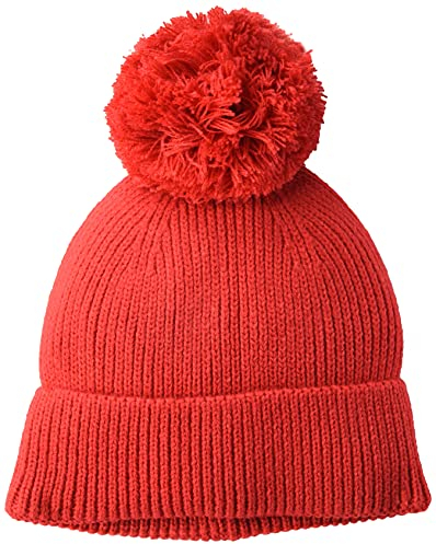 Amazon Essentials Women's Chunky Beanie with Yarn Pom Mütze, Rot, Einheitsgröße