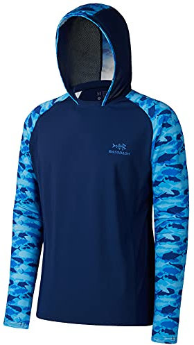 Bassdash Uomo UPF 50 Performance Fishing Shirt Cooling Hoodie Camo Manica Lunga
