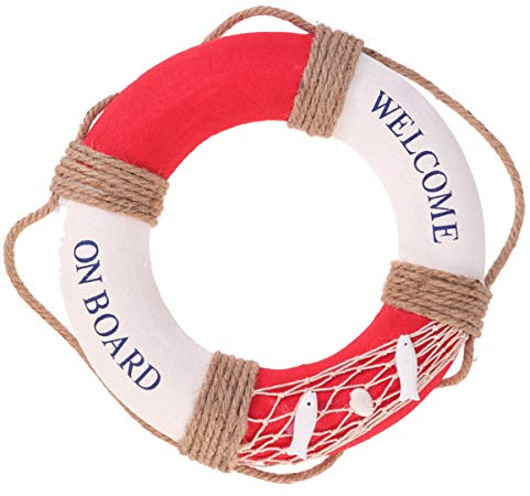 Happyyami Rettungsring zum Aufhängen, nautische Lebensdekoration für Zuhause, Wanddekoration, Rettungsring mit Seil für Balkon, Willkommen an Bord, Rettungsring