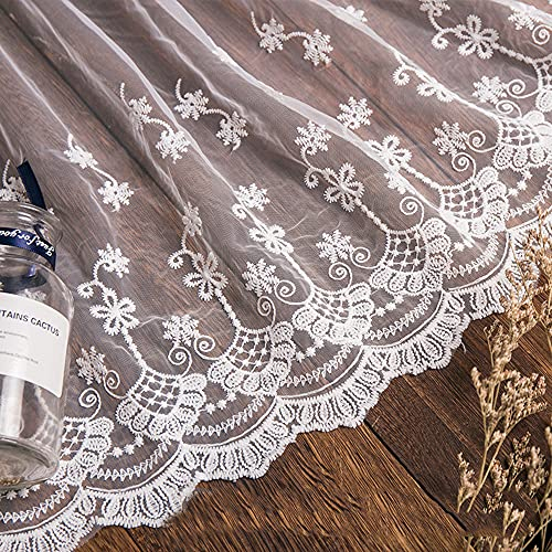 5 Yard Vintage Bestickter Spitzenbesatz Spitzenborte Dekoband Spitzenband Spitzenbordüre Zierband Spitzenstoff für Nähen Brautschleiern Petticoats Hochzeitskleid Hochzeit Deko 32cm Breite,C Weiß