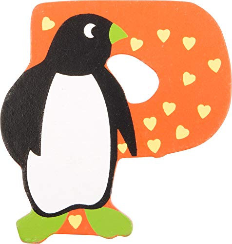 INDIGOS UG DEKO - Holzbuchstabe - P - für Kinder und Babys - Motiv Tiere englische Ausführung für das Kinderzimmer, Schule, Kindergarten, Basteln und Sammeln