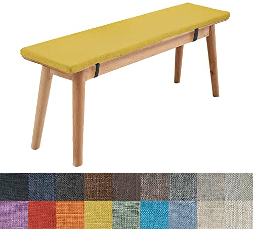 WTHYGB Bankauflage Bankkissen 150 X 50 X 5CM Waschbare Rutschfestes 5CM Dickes Gartenbank Sitzkissen mit Abnehmbarem Bezug, Stuhlkissen für Garten Terrasse Esszimmer Küche, 148 Größen (Gelb)