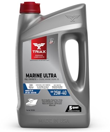 TRIAX Marine Ultra 25W-40 Huile moteur marine entièrement synthétique pour moteurs 4 temps/huile moteur pour bateaux