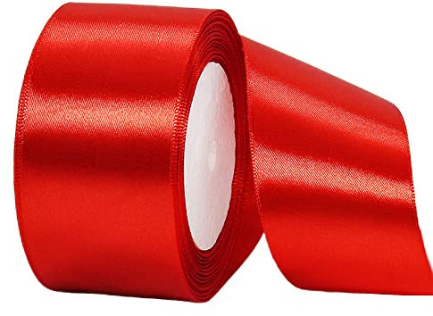 22m Satinband Geschenkband Rot 50mm Breit,Auto Seidenband Rot Dick Schleifenband Satin Dekoband Geschenkverpackung Deko Band Stoffband für Halloween Weihnachten Hochzeit Taufe Geburtstag DIY