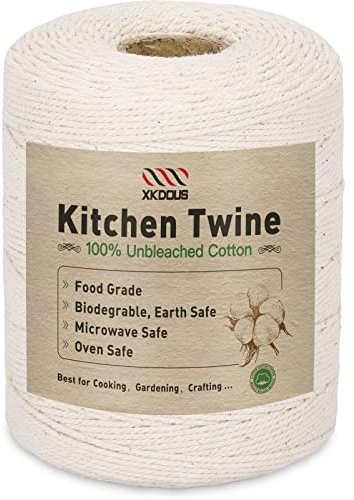 XKDOUS Spago da cucina da 315,5 m, 100% cotone, spago da cucina da 2 mm per arrostire, tralicciare pollame, cottura e artigianato