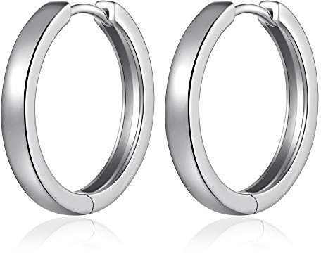 Creolen Silber 925 Herren Damen Ohrringe Creolen 925 Sterling Silber Kleine Creole Weißgold 15mm