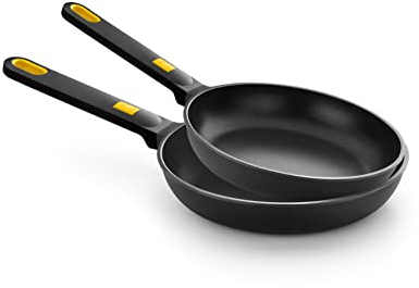 BRA Daily Pro Set de 2 sartenes 20-26 cm, aluminio forjado con antiadherente, sin PFOA, aptas para todo tipo de cocinas incluida inducción