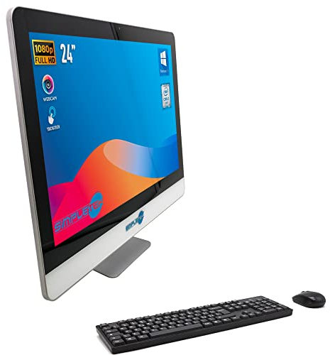 SIMPLETEK - Computer All-in-One Touch Screen 24 FHD, Core i3 2.40GHz, 8GB RAM, SSD 120GB, Windows 10 Professional, Webcam integrata