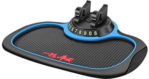 Rutschfeste Handyunterlage, KIMISS 8 * 19 * 24 Cm Auto-Armaturenbrett Anti-Rutsch-Gummiauflage Auto 360 Grad Drehbarer Handyhalter für Handys Sonnenbrillen Schlüssel (Antirutschmatte (blau) mit