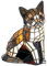 HAES DECO - Tiffany Tischlampe Katze 21x11x25 cm Braun Weiß Glas Tiffany Lampen Nachtlicht