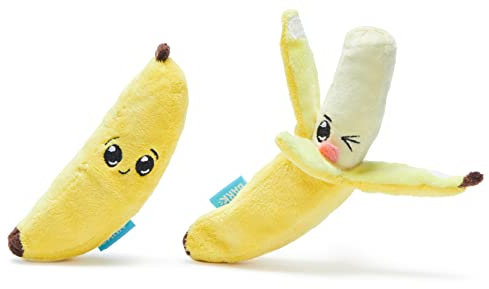 Barkbox 2 in 1 Interaktives Plüsch-Hundespielzeug – Rip and Reveal Hundespielzeug für kleine Hunde – Stimulierende quietschende Haustieranreicherung und Welpenspielzeug | Bananen (klein)