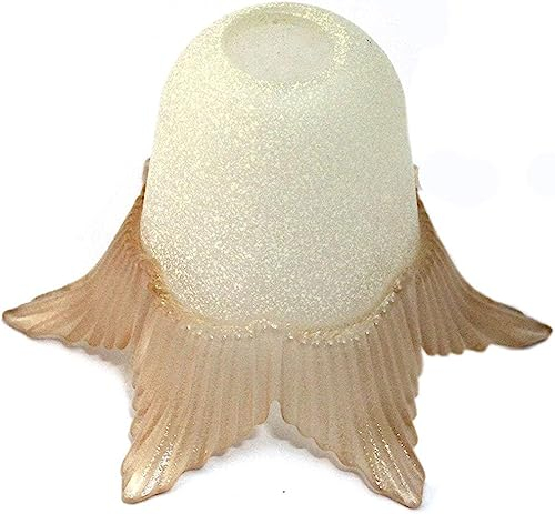 Coppa in vetro ricambio per lampadario, plafoniera, lampada da parete attacco piccolo E14 scavo liscio bianco con sfumatura ambra coll. calippo