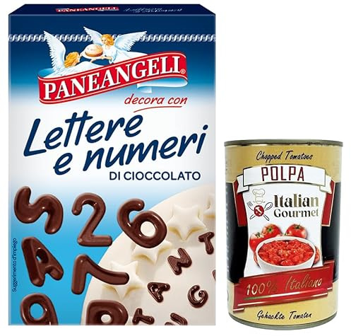Italian Gourmet Lettere e Numeri di Cioccolato 1 x 60g Dessert Dekor Backen | Decorazioni per torte, Buchstaben und Zahlen zum Verzieren von Gebäck, Gesamtnettogewicht 60 g + Kostenlos Polpa 400g