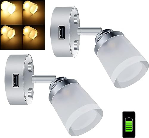 Leselampe 12 V LED Spot, Nachttischlampe, LED, dimmbar, mit USB-Anschluss, 3 W, Aluminium, Touch-Steuerung, verstellbar, Warmweiß, für Wohnmobil, Wohnwagen, Boot, 3000 K