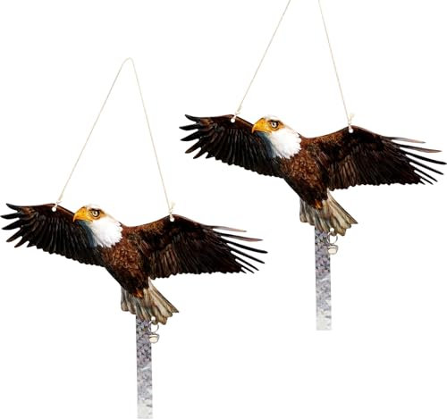 Kungfu Mall Vogelschreck, 2PCS gefälschte Eulen zum Verscheuchen von Vögeln, reflektierende Eulen-Hängedekoration, doppelseitig Bedruckte Adler-Attrappe zum Verscheuchen