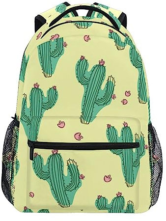 Grüner Kaktus auf Gelb Rucksäcke für Mädchen Jungen Schulrucksack Kinder Schultaschen Leichte Student Grundschule Schule Reise Umhängetasche, siehe abbildung, One size