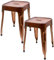 Stephans Möbelbörse 2er Set Metall Hocker mit Ledersitzfläche, niedriger Barhocker, Sitzhöhe 46cm Tresenhocker, Eisen Bistrohocker im Industrie Design, Kupfer
