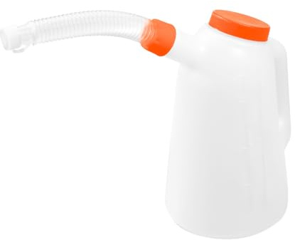 NEO TOOLS Füllkanne mit flexiblem Ausgussstutzen und Deckel, 1-5 l (3L) | Messbecher/Einfüll-Kanne, Für Öl etc, Weiß, Ölkanne Skala Ölwechsel, Bruchsicher, Auto, Werkstatt, PE
