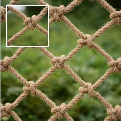 ESASAM Seilnetz Klettern Baumhaus Sicherheitsnetz Geländer Dekoratives Netz Frachtnetz Schaukelzaun Hanfseilnetz Spielplatz Hängematte (Color : 8mm/12cm, Size : 1m*1m)