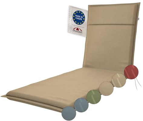 Doppler Sunlounge-Auflage Sierra Sand 195x60x6 cm – Weiches Gartenliege-Polster mit Fleckschutz | Komfortable Liegenauflage mit Bindebändern für Terrasse, Balkon & Garten