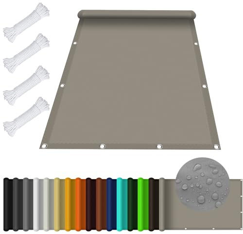 Toile Solaire Voile d'ombrage Rectangulaire 2 x 5 m Imperméable Protection UV 98% Toile Ombrage Exterieur pour Pergola avec Oeillets et Cordons pour Patio Jardin Terrasse, Taupe