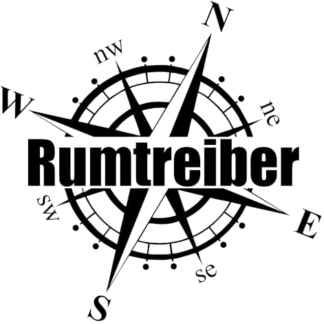 Rakelfix Rumtreiber Kompass Aufkleber Wohnwagen Wohnmobil Sticker Womi Truck Kompassrose Lustiger Spass Autoaufkleber