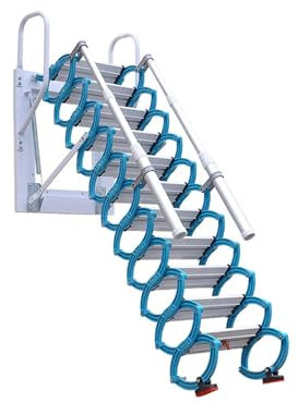 Loft Telescopic Ladder Wall Mount Pull Down Folding Ladder for Outdoor Roof Telescoping Ladder Extension Ladder, 300/661lb (1.6)