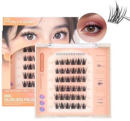 Mlen Diary Cils Auto AdhéSifs, 6-13 Mm D-Curl Faux Cils, RéUtilisables Sans Colle Manhwa Eyelashes, Diy Eyelash Extensions Kit with Natural Appearance