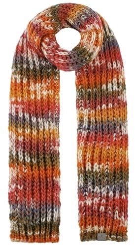 LIERYS Jasila Strickschal Damen/Herren – Made in Germany – Mit Schurwolle – Waschbar bis 30 Grad – Mehrfarbiger Winterschal – Wollschal warm und elegant – Damenschal Herbst/Winter orange-rot One Size