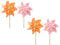 dekoratives Windrad Windmühle auf Stab PVC orange und rosa Sortiert mit Blütenmuster in verschiedenen Größen (groß 4 x)