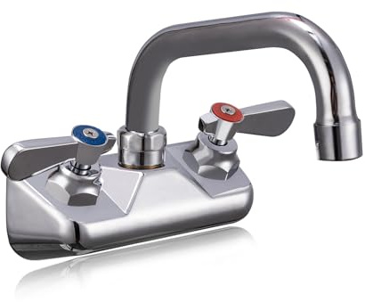 Phivan Robinet d'évier de cuisine commercial de 10,2 cm à montage mural central en laiton construit avec bec pivotant de 15,2 cm pour cuisine, buanderie, restaurant, évier industriel