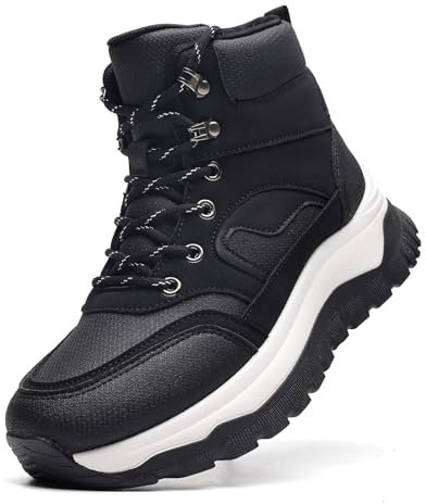 Wuyaraymia Stivali Donna Invernali Sneakers Impermeabili Aggiungi Velluto Suola Spessa Nero 41 EU