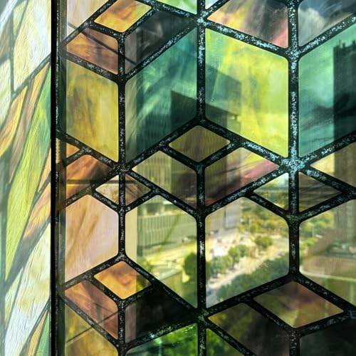 ChicSkin handgezeichnet Fensterfolie bunt Frühling Getreidefeld 43X300CM | Doppelseitig folie für fenster, Transparent statische fensterfolie art deco, Geeignet für Wohnzimmer, Schlafzimmer, Küche