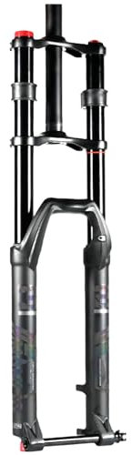 MREGLHUI Fourche Avant à Double épaulement pour VTT en Alliage d'aluminium, Fourche à Suspension pneumatique, moyeu à espacement de débattement de 150 mm, Tube Droit de 100 mm 1 1/8,Noir,29in