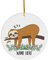 Weihnachtsbaumschmuck 7.3 cm, Personalisierter Name Schlafendes Faultier Runde Keramik Ornament Elegant Weihnachtsschmuck Premium Christbaumschmuck Anhänger Für Hausdeko Neujahr Geschenk Holiday