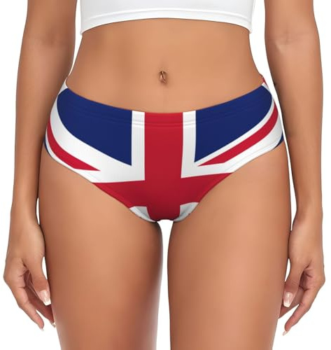 ETASUIOL British Flag Print Women'S Briefs Collection,Soft Stretchy Cotton Blend Underwear In Classic Design Black