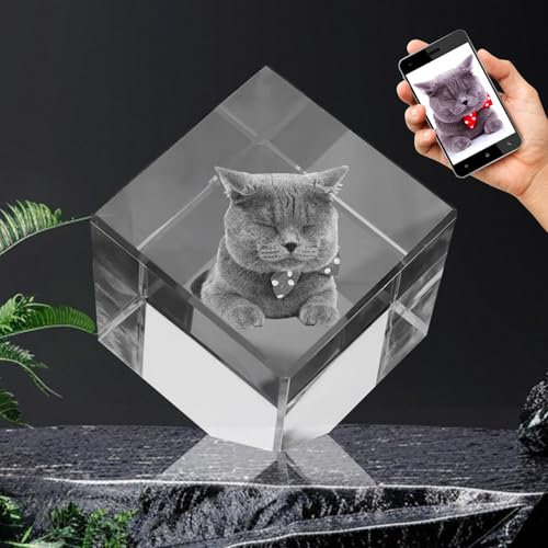 DUOYUN Cœur Photo en Cristal Personnalisé - 2D/3D Gravure en Option, Cadeaux en Cristal Personnalisés avec Votre Propre Photo, Cadeaux pour la Saint Valentin, Anniversaire, Mariage, Pour Lui/Elle