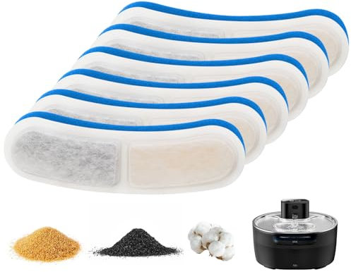 6 Pezzi Filtro Fontanella per Gatti, Filtri Fontana Gatto, Filtro di Ricambio per Fontana per Gatti con Carbone Attivo e Resina, Tripla Filtrazion