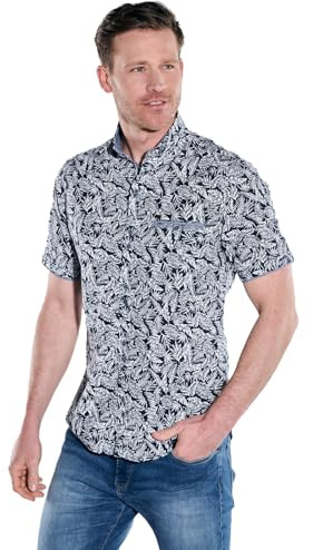 engbers Herren Herren Kurzarm-Hemd Gemustert, Marineblau, 38874, Marineblau in Größe L