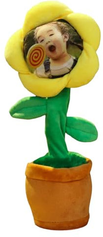 Personalisierte Sonnenblume, Sprechender Tanzender Blumen Plüschpuppe, Gesicht Dancing Cartoon Sonnenblume, Plüschpuppengeschenke (Gelb)