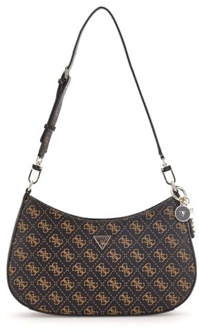 GUESS Noelle II Top Zip Shoulder Bag Brown Logo
