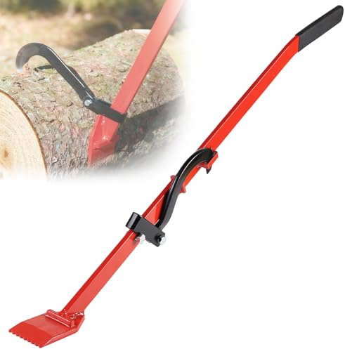 EFUTURETIME 120 cm Palanca para Talar Árboles, Levantador de Troncos, Rojo | con Gancho Giratorio y Mango Largo Antideslizante, para Troncos de Hasta 540 mm, Voltear Ayuda Voltear y Mover Troncos