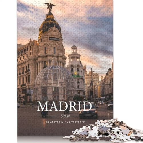 Puzzle für Erwachsene, 1000 Teile, Madrid, Puzzle für Erwachsene, für Lernspiele, Heimdekoration (38 x 26 cm)