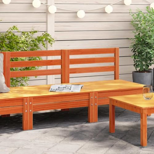 LLEZKBR Outdoor-Sitzgruppe, Gartensofas, Armlehnen, 2 Stück, gewachst, Braun, Massivholz, Kiefer