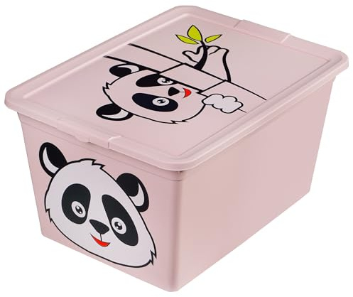 EDANTI Aufbewahrungsbox Für Kinder Kunststoffbehälter Spielzeugbehälter Spielzeugkiste Kinderzimmer Kinderbox Kunststoff Mit Deckel (Rosa, 30L)
