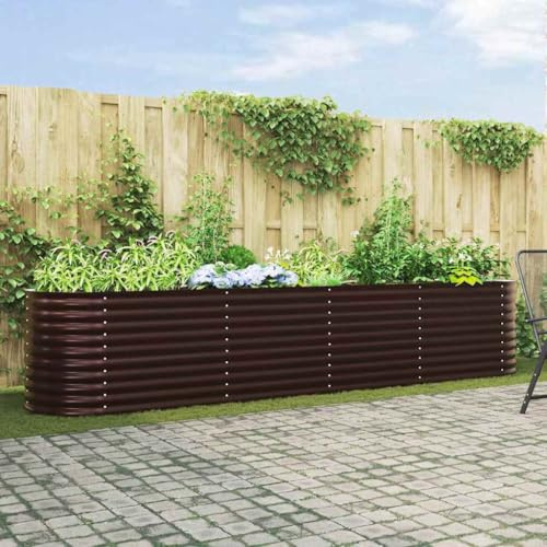 INLIFE Garten-Hochbeet Braun 400 x 80 x 81 cm Stahl,Heim & Garten,Rasen & Garten,Gartenpflege,Blumentöpfe & Pflanzgefäße,Braun,38.8 KG,42008132