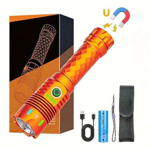 KZK Taschenlampe Extrem Hell 1000000 Lumen, starke Taschenlampe LED USB Aufladbar Taktische flashlight Mit holster IP67 Wasserdicht 6 Modi für Camping, Outdoor, home, Notfälle