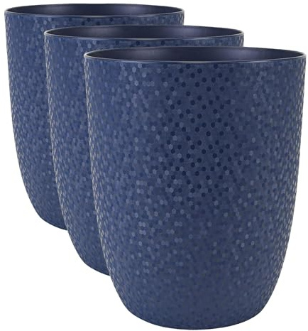 EDA - Cache-Pot Opale Ø 12,5 cm - Spécial Orchidées - Bleu Profond (Lot de 3)