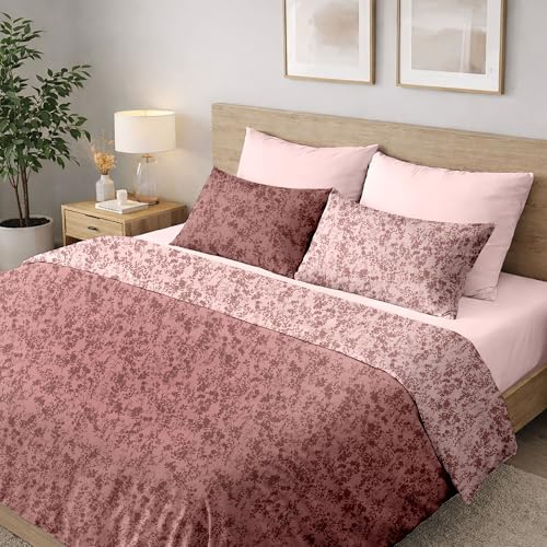 Sono a casa Set Copripiumino Matrimoniale, Microfibra Stampata, Vice Rosso | 1 lenzuolo a sacco di 250 x 200 cm con risvolto di 40 cm e 2 federe di 50 x 80 cm con chiusura a sacco di 20 cm